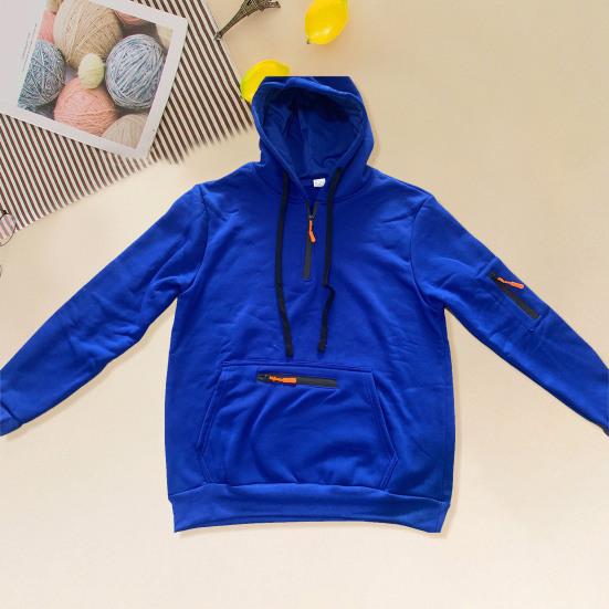 Осень-зима Мужская толстовка с капюшоном на молнии с декором, свободная эластичная манжета, шнурок, теплый пуловер средней длины, однотонный топ в стиле хип-хоп для занятий спортом, повседневной носки