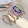Glitter Crystal Bead Keychain Transparent Phone Lanyard Wrist Crystal Chain  for Women Girls