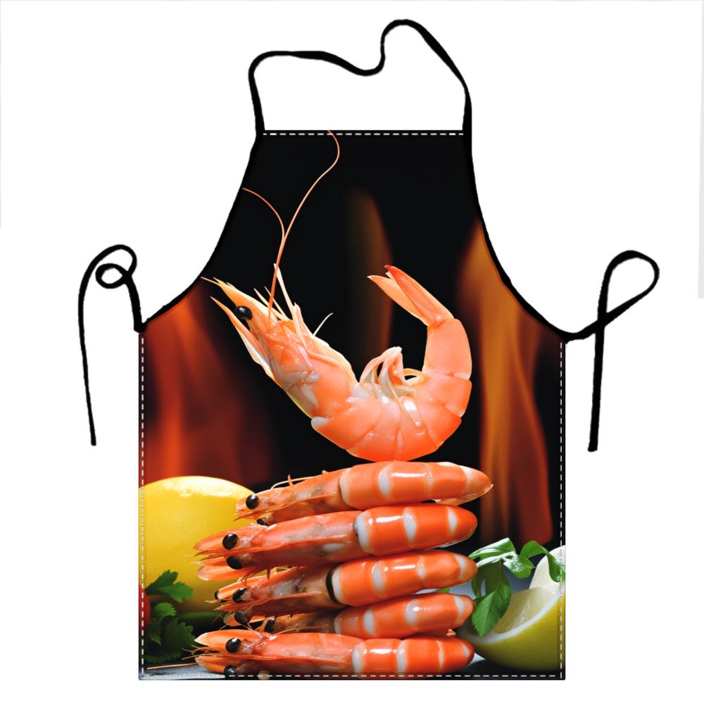 Shrimp And Lemon Apron With Flame Background For Cooking And Grilling