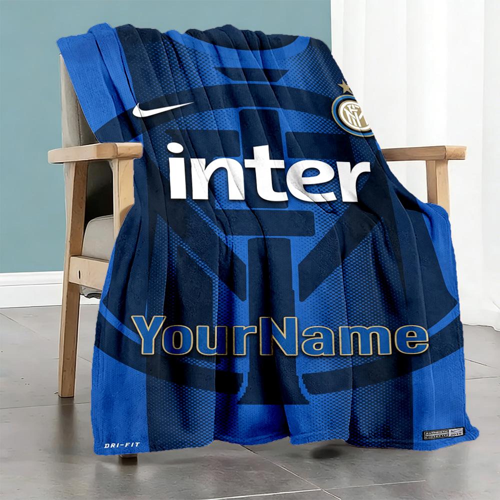 Inter Milan Personalized Text Blanket Gift Customizable Blanket Durable Comfort Perfect for Bedding Office Chair Chair Picnics for All Occasions