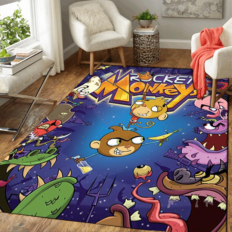 Rocket Monkey space adventure Rug Floor Mat for Living Room or Bedroom Soft and Comfortable Carpet a Gift for Birthday and Holiday.ZFF0913226