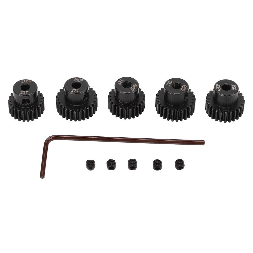 5 Pcs RC Pinion Gear Set 48DP 0.53M 3.175mm 23T 24T 25T 26T 27T Chromium Molybdenum Alloy Steel