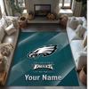 Philadelphia Eagles Crystal Velvet Rug, Custom Name Text Personalized Non‑Slip Floor Mat for Home Decor Gift