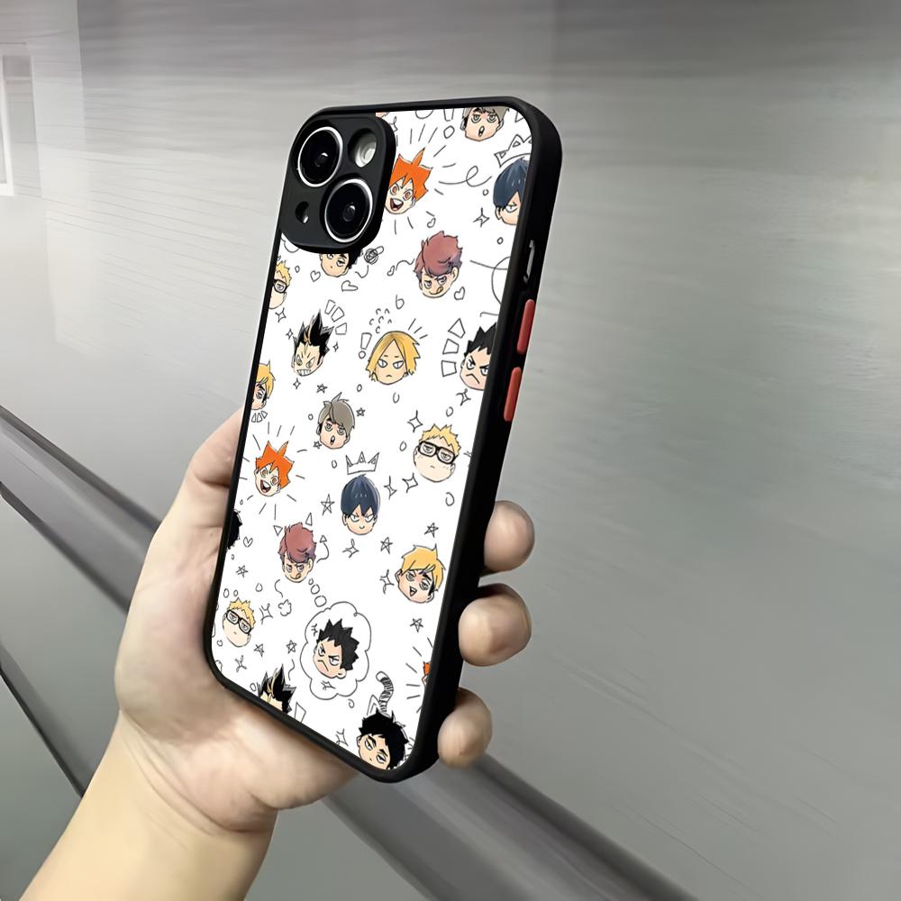Крутое аниме H-Haikyu!! Чехол для iPhone 17 16 15 14 13 12 Pro Max Xr Air Plus, Черный Жесткий Чехол с Ощущением Кожи