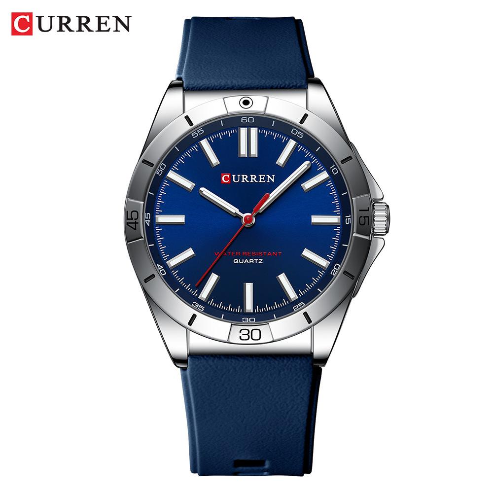 Мужские кварцевые часы Curren 8449 с резиновым ремешком, большим светящимся циферблатом, водонепроницаемые, для студентов