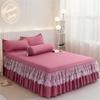 2024 New Luxury Lace Bed Skirt Mattress Cover 3PCS Bed Sheet With 2 Pillowcases Bedspread Fitted Sheet Bedding Set