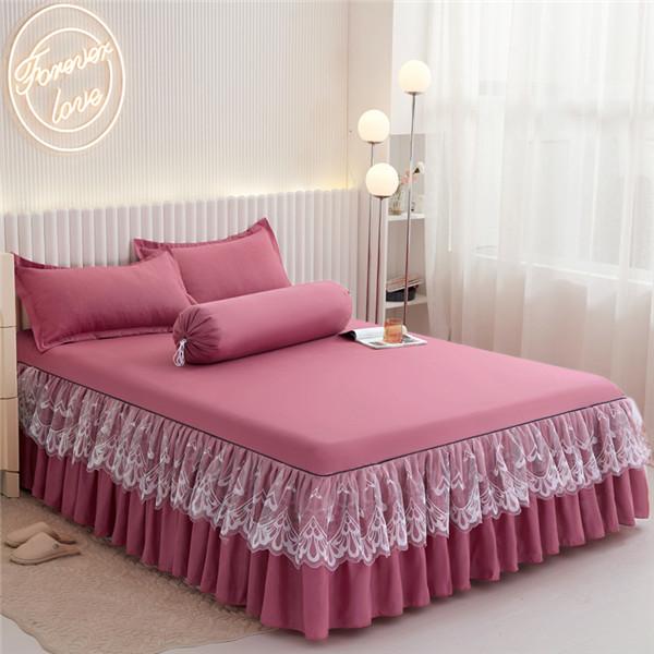 2024 New Luxury Lace Bed Skirt Mattress Cover 3PCS Bed Sheet With 2 Pillowcases Bedspread Fitted Sheet Bedding Set