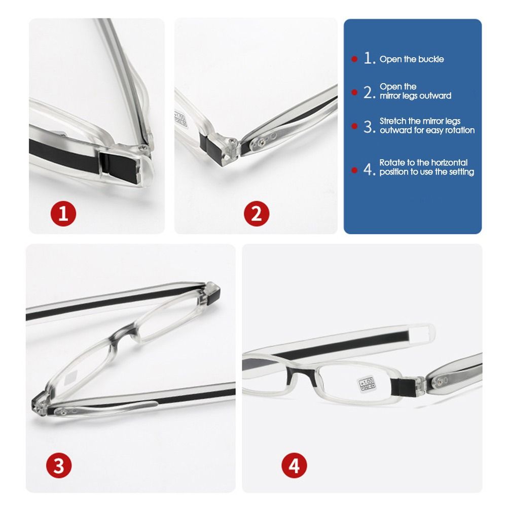 Men Women Folding Ultra-light Resin Reading Glasses 360 Degree Rotation Fashion Eyeglasses Office Computer Presbyopia Glasses