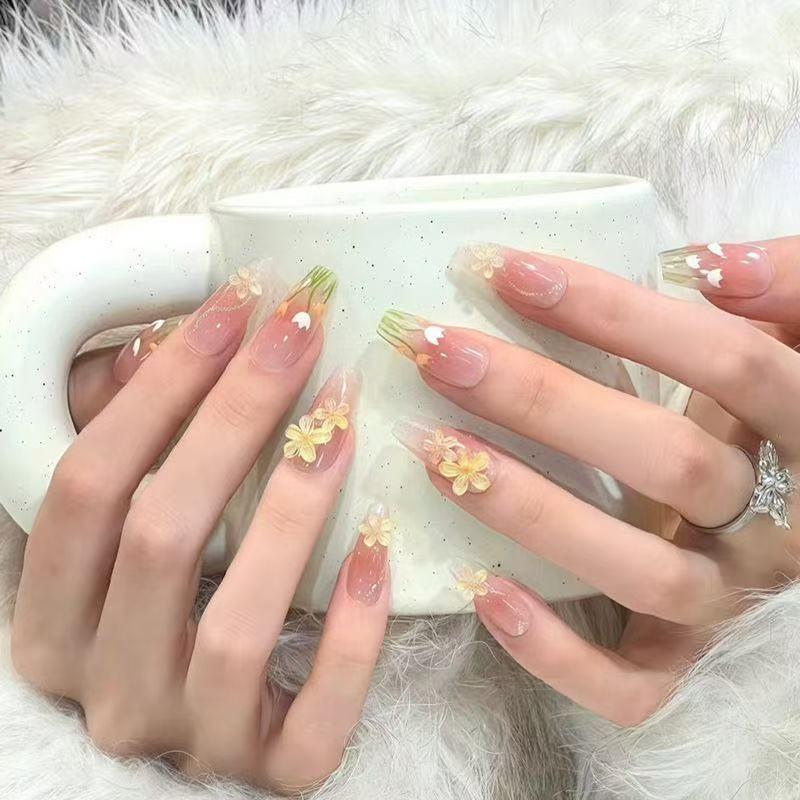 3D Bow & Heart Red Polka Dot Wearable Nail Art Stickers - Long Thin Girly Design