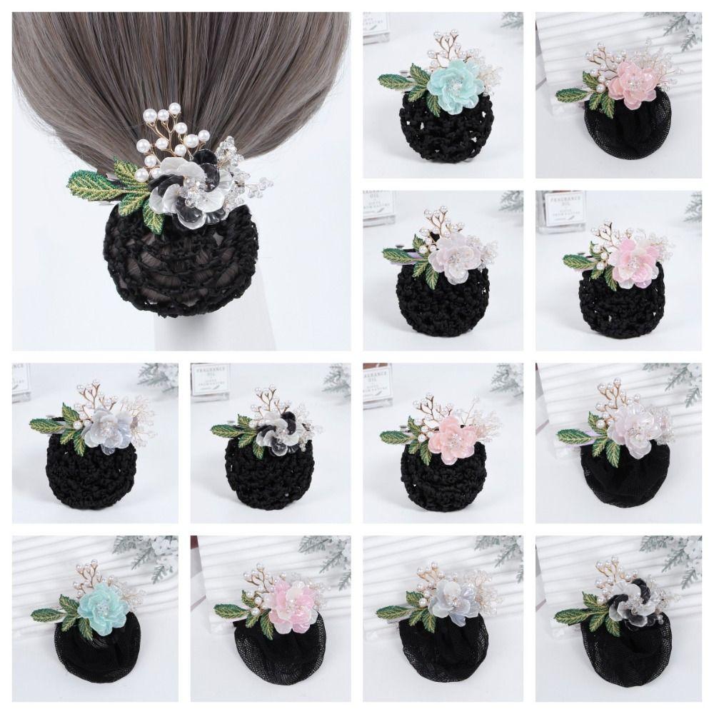 Сетка-чехол для шпилек, Снуд с цветком, Зажим-пружина, Корейский стиль, Кружевная сетка для волос, Подарок на День матери