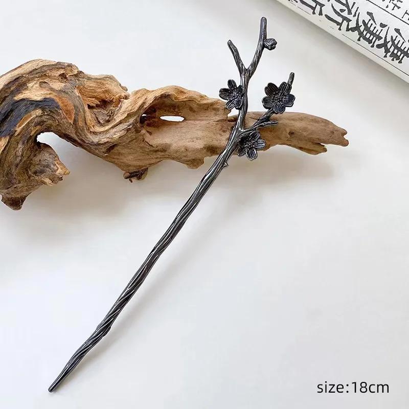 Новые металлические U-образные лунные палочки для волос для женщин, винтажные элегантные китайские заколки для волос с черными кристаллами, аксессуары для волос для самостоятельной прически, подарки