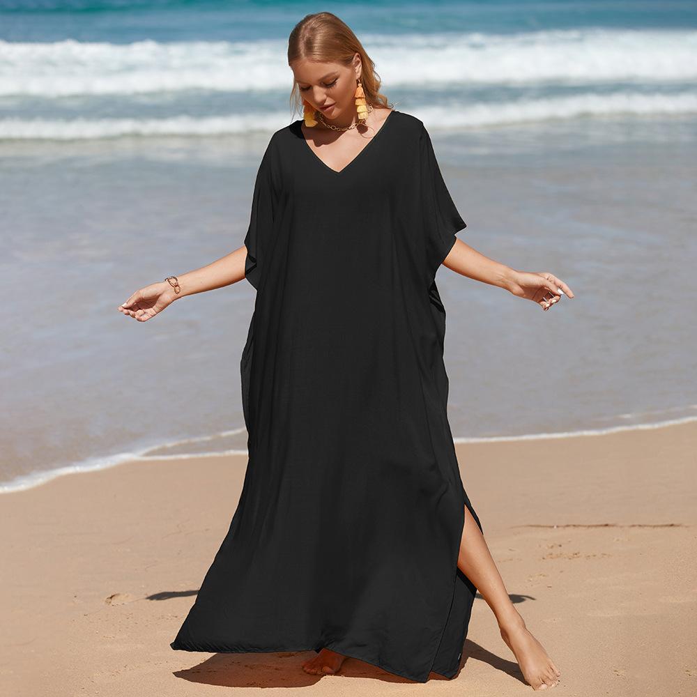 Women's Beach Cover Up Loose Plus Size Bohemian Long Dress Bikini Outer Shirt