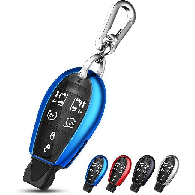 QBUC Чехол для ключа-брелока Dodge с брелоком, ТПУ чехол для ключа, совместимый с моделями Dodge Ram Jeep Chrysler 2008-2018 гг., аксессуары (красный)