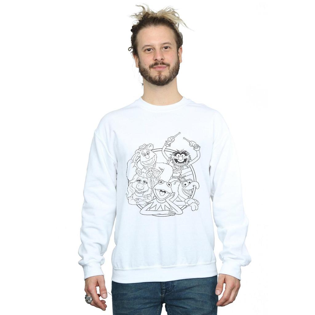Disney Mens The Muppets Group Line Art Sweatshirt