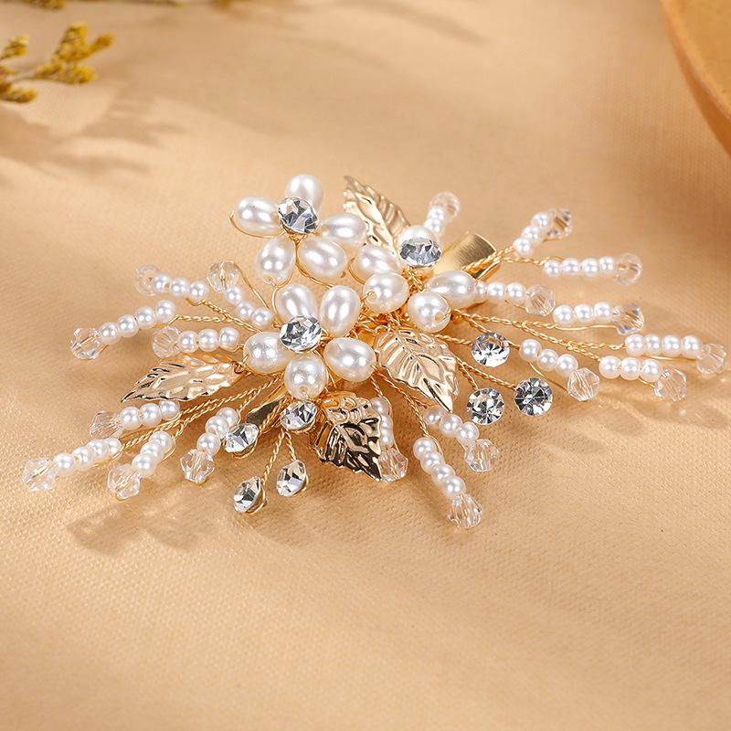 Элегантная заколка для волос с жемчужным цветком ручной работы - Винтажный свадебный аксессуар для высокой прически