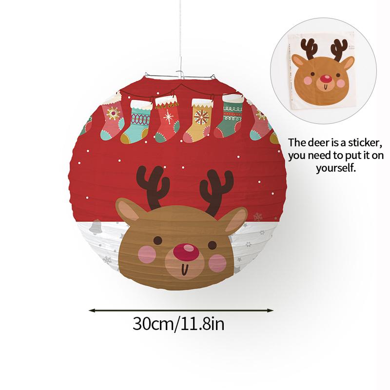 Christmas Hanging Paper Lanterns Cute Cartoon Santa Claus Xmas Tree Paper Lantern Lamps For Christmas Party Decor Photo Props