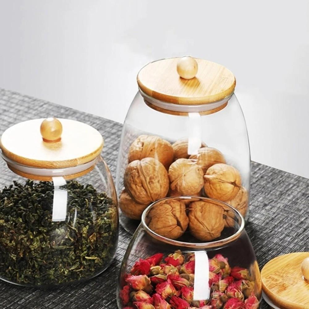 Transparent Airtight Glass Containers Moisture Proof Tea Storage Jar Coffee Bean Seasoning