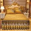 Роскошное зимнее покрывало в стиле юбки на кровать, толстое стеганое хлопковое покрывало в европейском стиле, золотое кружево, новый наматрасник