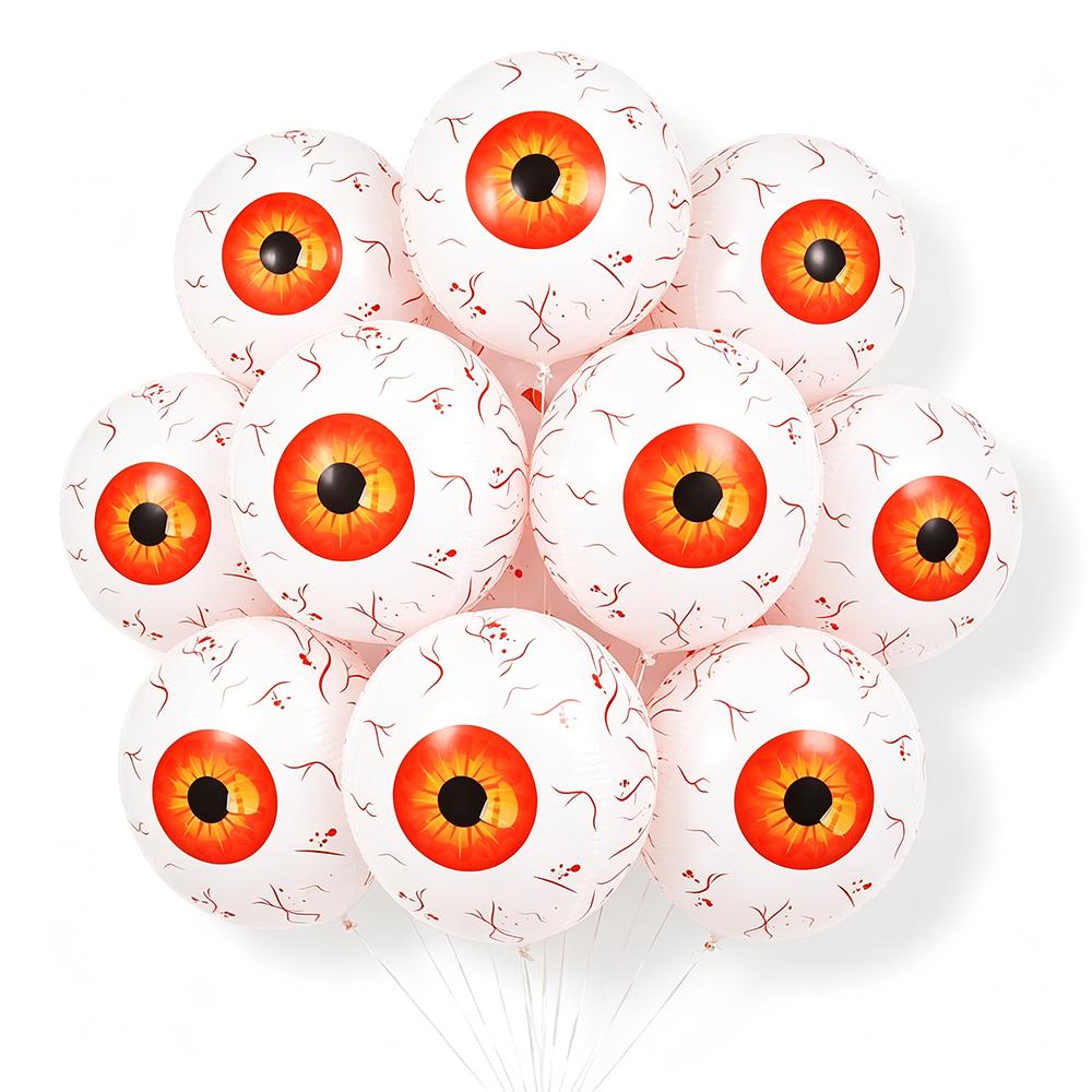 10pcs Terrifying Blood Eye Inflatable Aluminum Foil Balloon 5 Colors Eye Balloon Happy Halloween Party Decoration Supplies Gifts