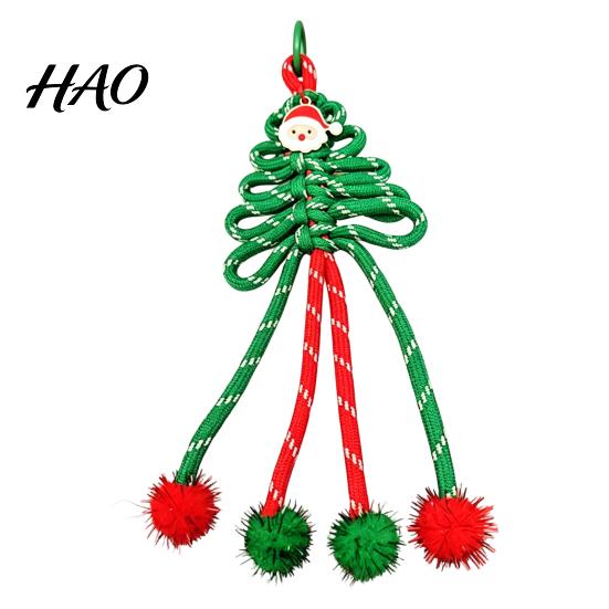 Purse Hanging Decoration Braided Rope Christmas Tree Charm, Xmas Keychain Pendant Phone with Pompoms, Handbag Backpack