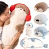 High Quality Genuine Cartoon Sea Creature Otter Plush Doll Pillow Headset Blue Seal Otter Stuffed Animal Birthday Gift
