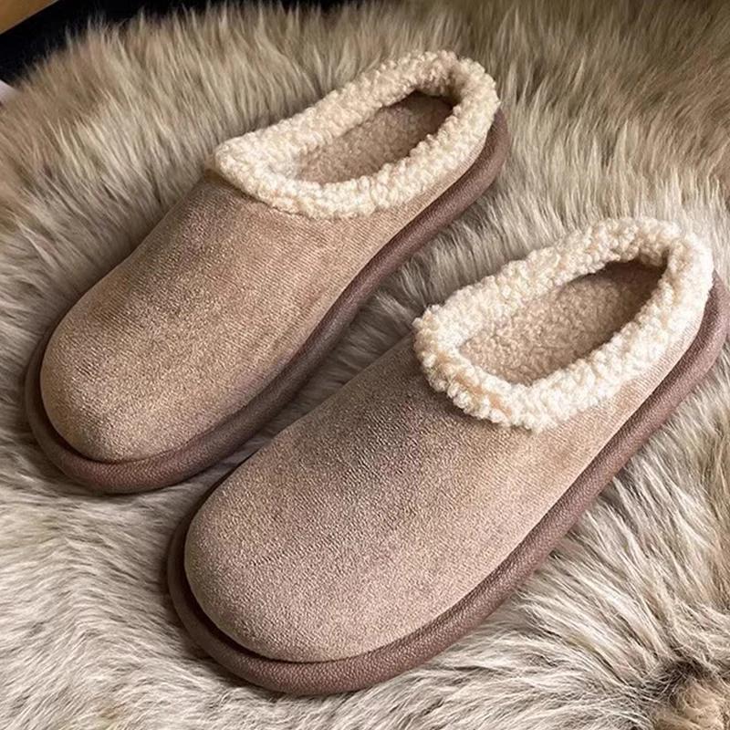 Меховые балетки женские хлопковые тапочки замшевые модные мюли обувь зимние теплые удобные ботинки с открытой пяткой женские тренд 2025 новый зимние ботинки Femme