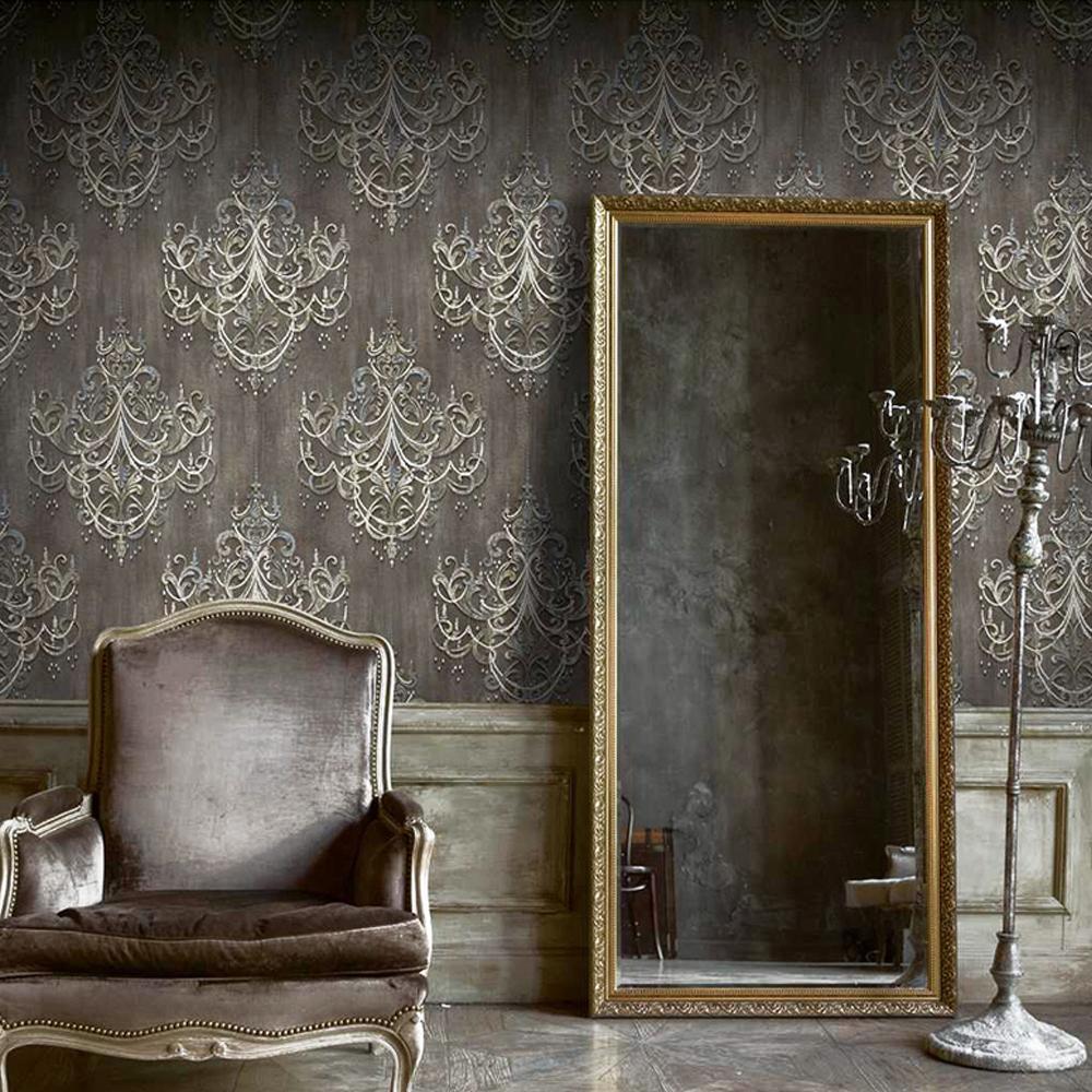 3D Grey Damascus Wallpaper European Luxury Damask Living Room Bedroom Background Hotel Wallcovering Mural