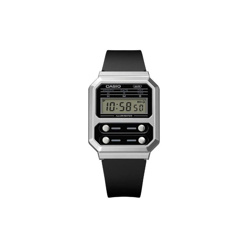 Casio Водонепроницаемый Ретро Кварцевый Ремешок из Смолы Мужской и Женский Один Стиль Черный Циферблат A100WEF-1A