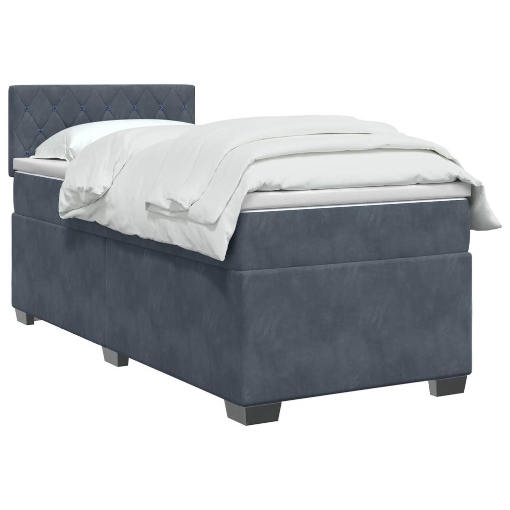 Boxspring Bed with Mattress and LED Dark Gray 80 x 200 cm Velvet