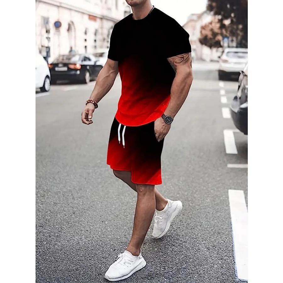 2024 Новый летний мужской костюм, спортивные шорты для бега, уличная мода, повседневная свободная удобная футболка со звездным принтом