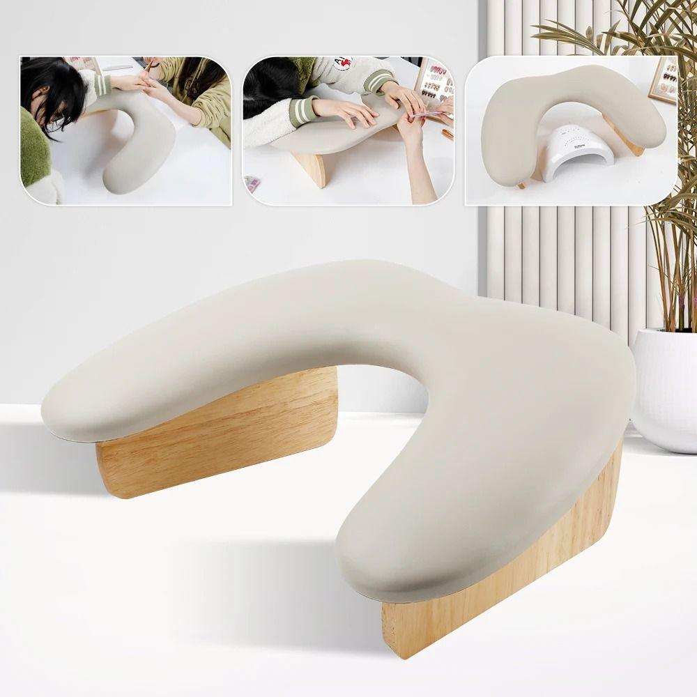 Space-saving Foldable Nail Pillow Wooden Base Nail Art Stand Nail Arm Rest Cushion Nail Polishing
