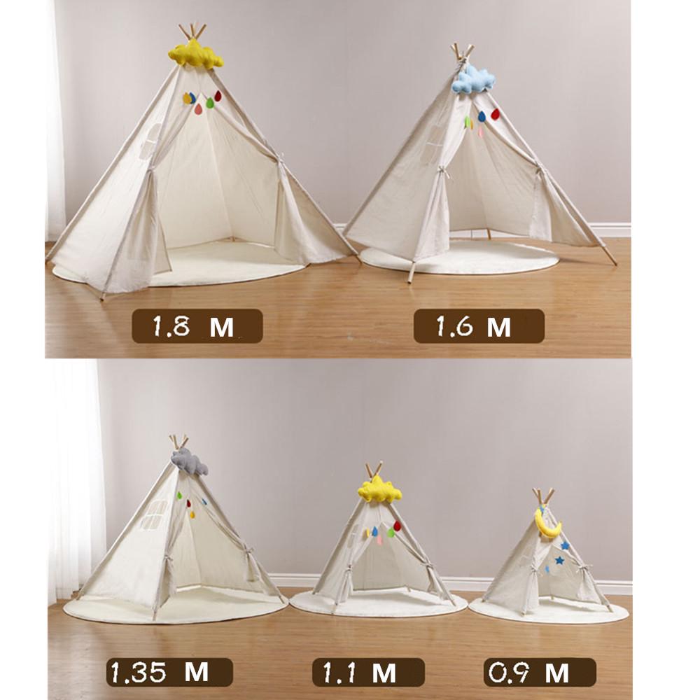 Portable Indian Children's Tent for Kids Cotton Carva Tipi Teepee Kids Tent Children's House Indoor Playhouse 1.1/1.35/1.6/1.8M