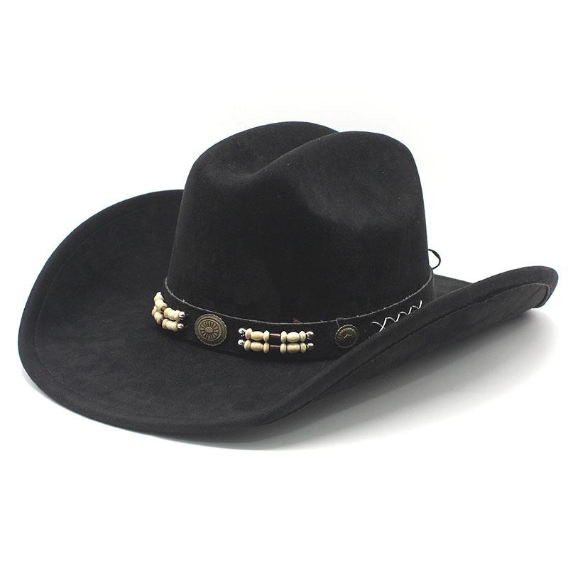 Western cowboy hat men's retro hat belt suede top hat ethnic style retro jazz hat