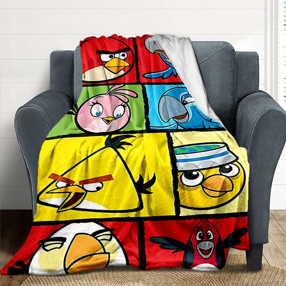 1PC Angry Birds Characters Outdoor Flannel Throw Blanket - HD Printed Lightweight Soft Warm All-Season Blanket for Sofa, Bed, Travel, Camping 097