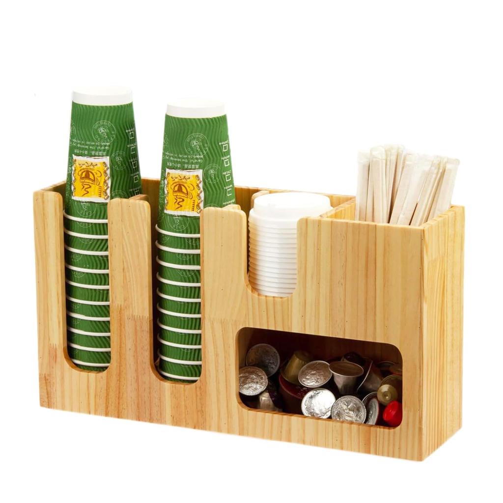 Uyoyous Держатель для бумажных стаканчиков, Держатель для стаканчиков, Подставка для бумажных стаканчиков, Диспенсер для стаканчиков, Деревянная подставка для стаканчиков, Держатель для бумажных стаканчиков, Подходит для магазинов шаговой доступности, Стаканчик