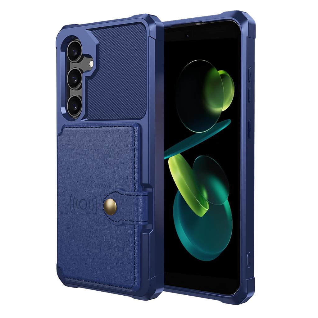 Чехол для Samsung Galaxy S24 FE с держателем для карт, задняя крышка телефона из ПУ кожи+ТПУ