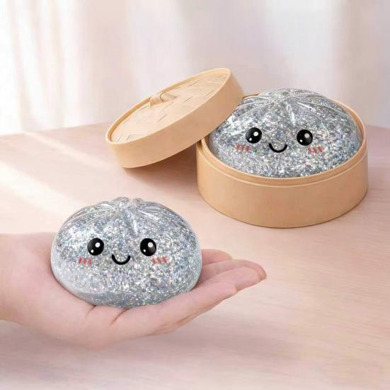 Steamed Bun Squeeze Toy, Cute Dumpling Stress Relief Ball, Slow Rising Decompression Toy for Desk, Kawaii Fidget Gift