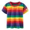 Детская футболка с коротким рукавом в радужную полоску для мальчиков и девочек, летний топ с коротким рукавом для малышей