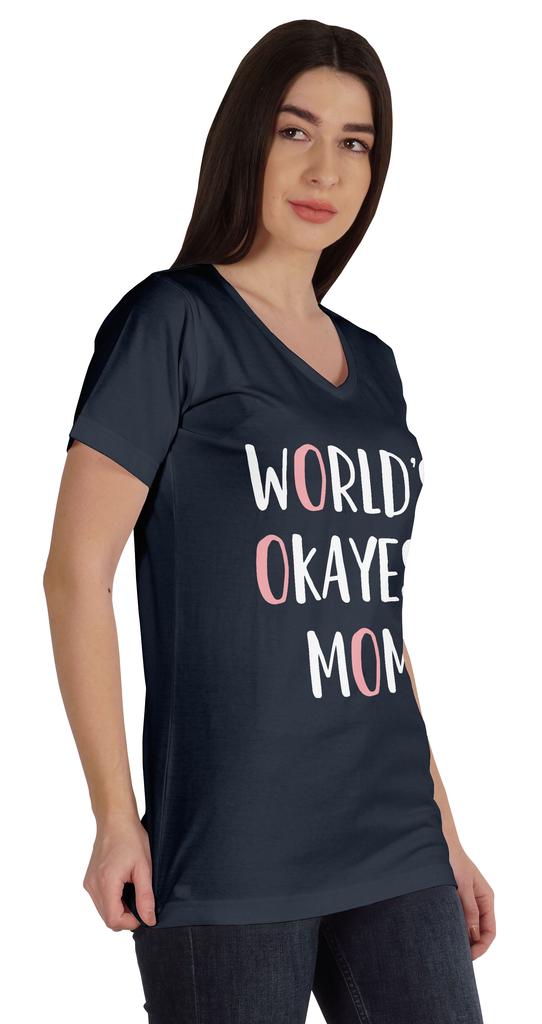 Inkmeso World  S Okayest Mom Graphic Tshirt Short Sleeve Mother  S Day Gift