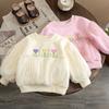 Girls 1-6Y Sweatshirt Lace Flower Sweater For Kids Spring Autumn Flower Embroidery Baby Tops Children's Clothes Korean Style