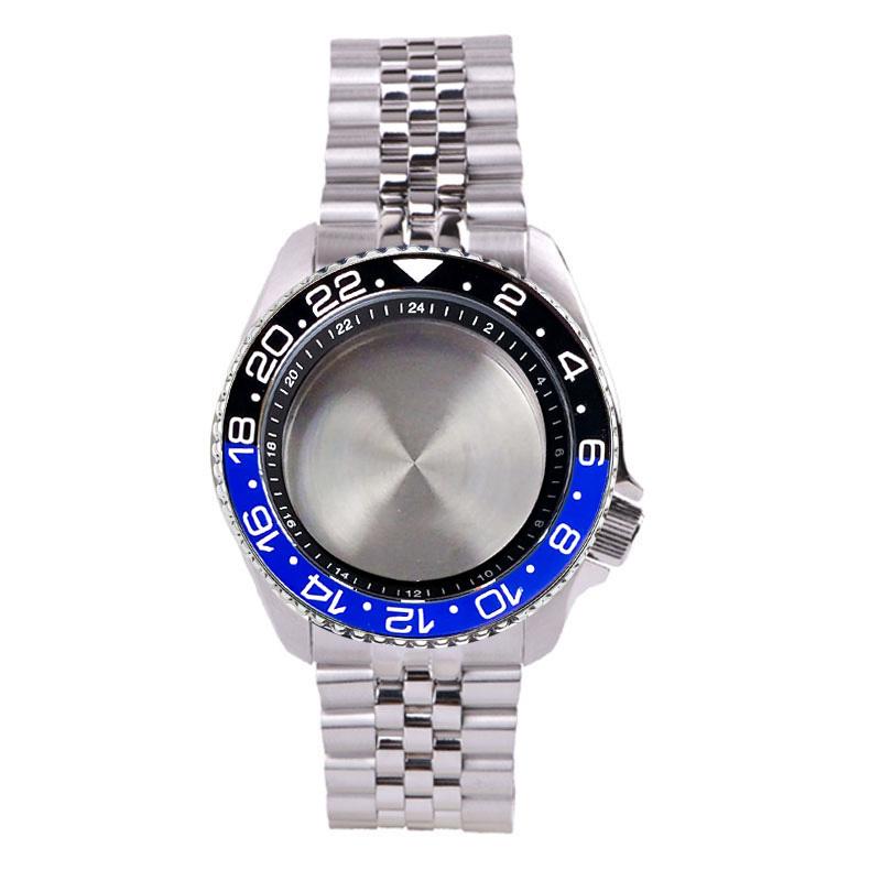 41mm SSKX001 GMT Watch Case for NH34 NH35 NH36 NH38 Movement Steel Diving Case for Watch Maker 24 Hours Chapter Ring 3.8 Crown