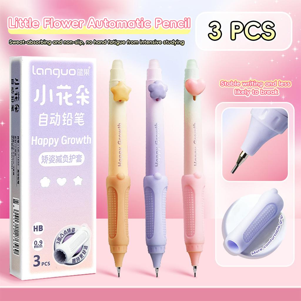 Автоматический карандаш LanGou 0,9 мм с грифелем против поломки для детей, для школы, для рисования, для черчения, с удобным захватом, со сменным грифелем, с кнопкой