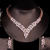 CMM Marquise Cut Gold Color Cubic Zirconia Wedding Deep V Costume Jewelry Set