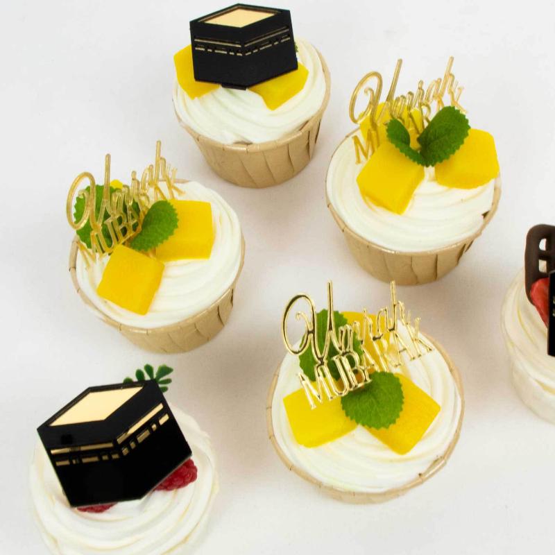 6 шт./комплект Золотой Мусульманский Умра Мубарак Топпер Хадж Мубарак Набор Топперов для Торта Декор Десертных Капкейков Украшения Рамадана