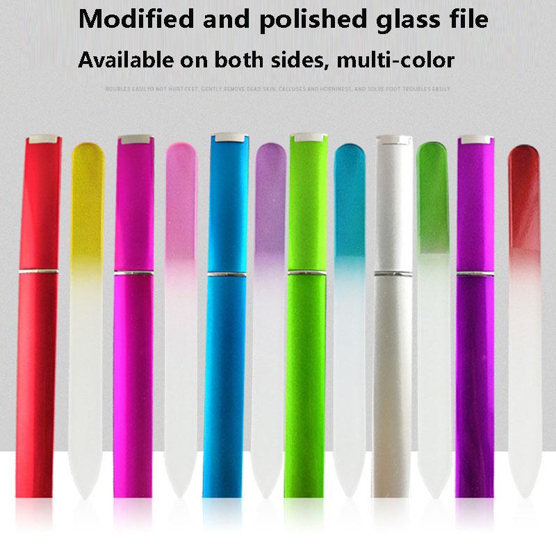 Стеклянная пилочка для ногтей с футляром, полированные инструменты для маникюра, профессиональная салонная полировка, шлифовка, хрустальная пилочка для ногтей, инструменты для дизайна ногтей