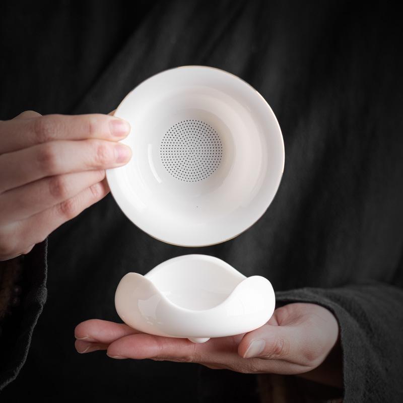 Саловый нефрит фарфоровый чайный слив набор чайный фильтр Бытовой белый фарфоровый чайный фильтр Цельнокерамический сетчатый чайный отсек аксессуары чайный фильтр