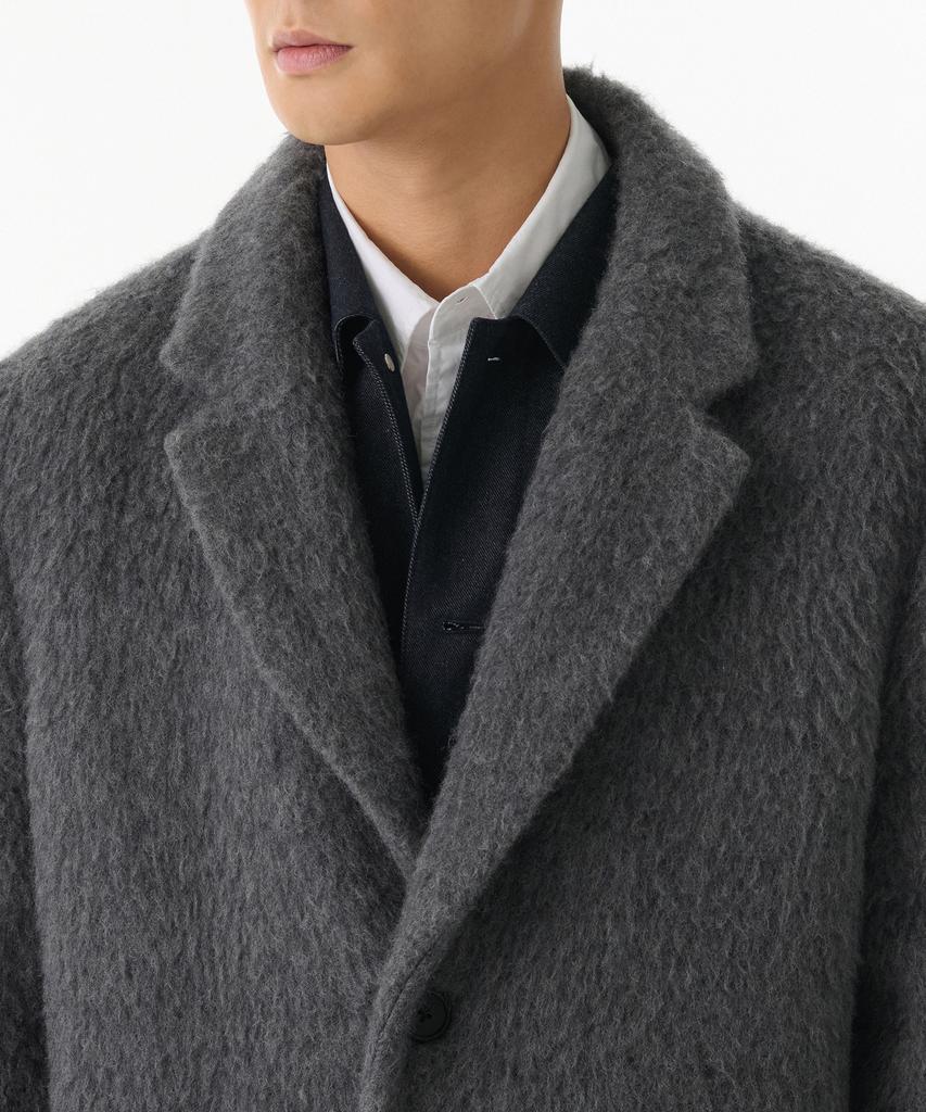 Musinsa Standard Hairy Alpaca Blend Daddy Shoulder Single Long Coat [Grey]