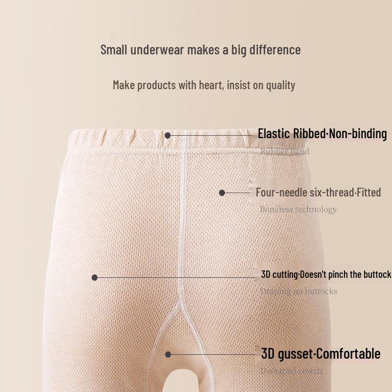 Colored Cotton Kids' Underwear & Pajama Set - Round Neck, Warm Autumn & Winter Wear for Girls and Boys