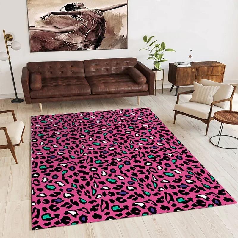 Nordic Luxury Living Room Carpets Leopard Print Rugs for Bedroom Sofa Table Beside Large Rug Non-slip Washable Coffee Table Mat