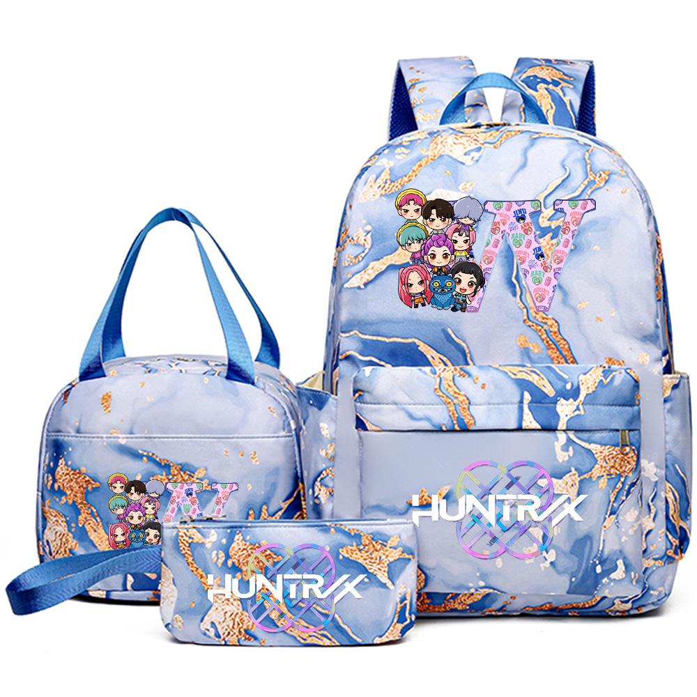 3Pcs/set 26 English Letter K-pop Printed Backpack Handbag Pencil Case for Teenager Student Girl Boy Bookbag Schoolbag Women Large Capacity Travel Bag